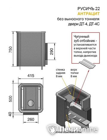 Дровяные печи-каменки Везувий Русичъ Антрацит 22 (ДТ-4) без выноса в Петропавловске-Камчатском