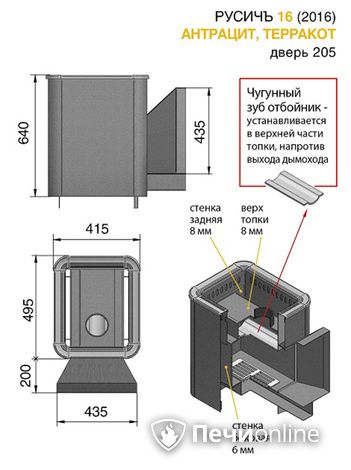 Дровяные печи-каменки Везувий Русичъ Антрацит 16 (205) 2016 в Петропавловске-Камчатском