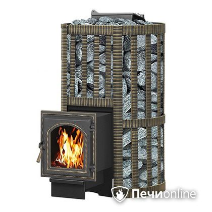 Дровяная банная печь Везувий Ураган Ковка 22 (270) с закрытой каменкой чугун в Петропавловске-Камчатском